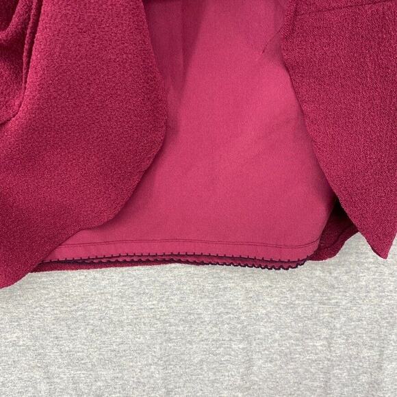 Anthropologie HD In Paris Dress Womens 0 Petite Burgundy Leather Trim Peplum - Picture 9 of 15